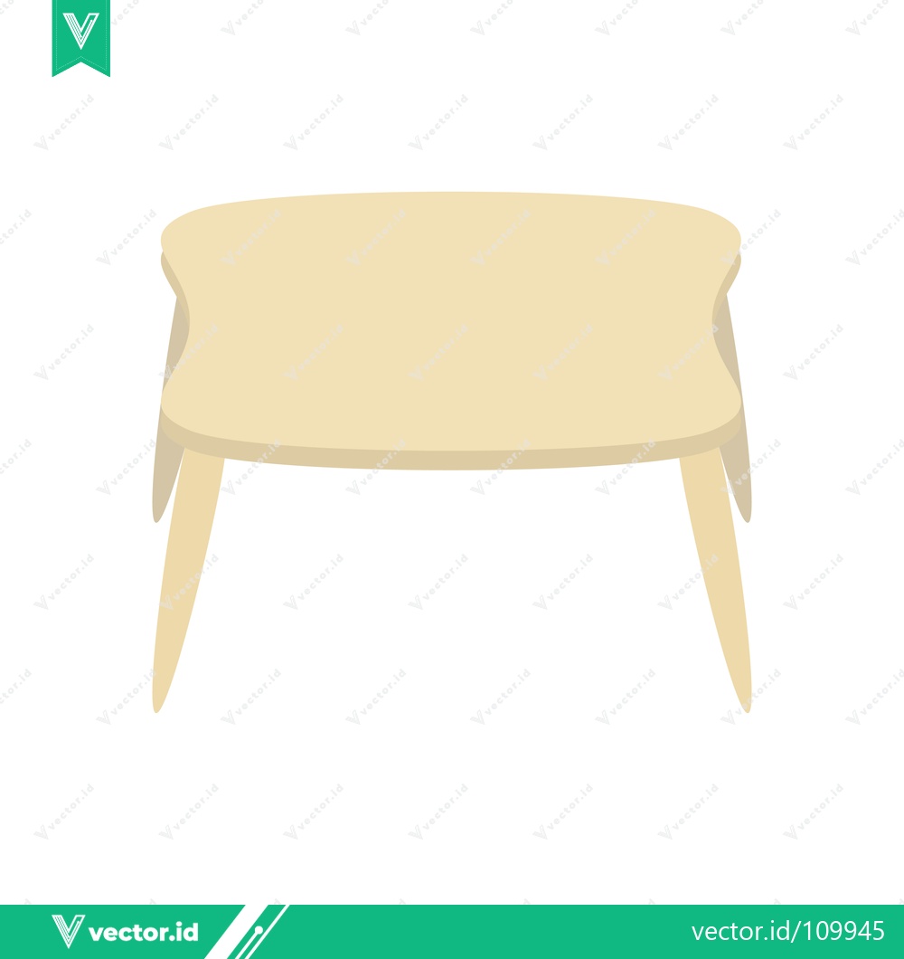 Premium Vector dari Minimalist Light Brown Wooden Stool with Four Tapered Legs