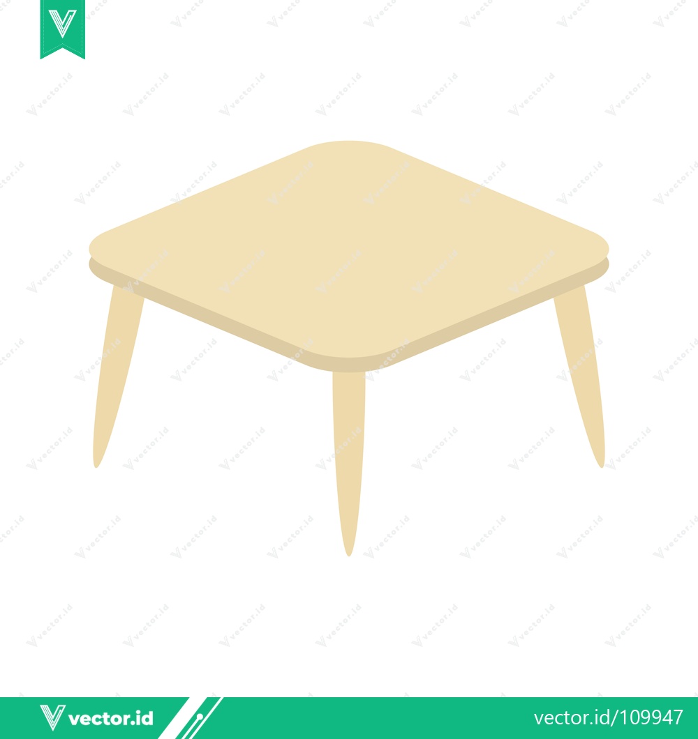 Premium Vector dari Simple Light Brown Square Coffee Table with Four Legs