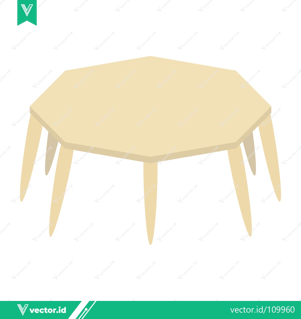 Premium Vector dari Simple Hexagonal Wooden Table with Tapered Legs