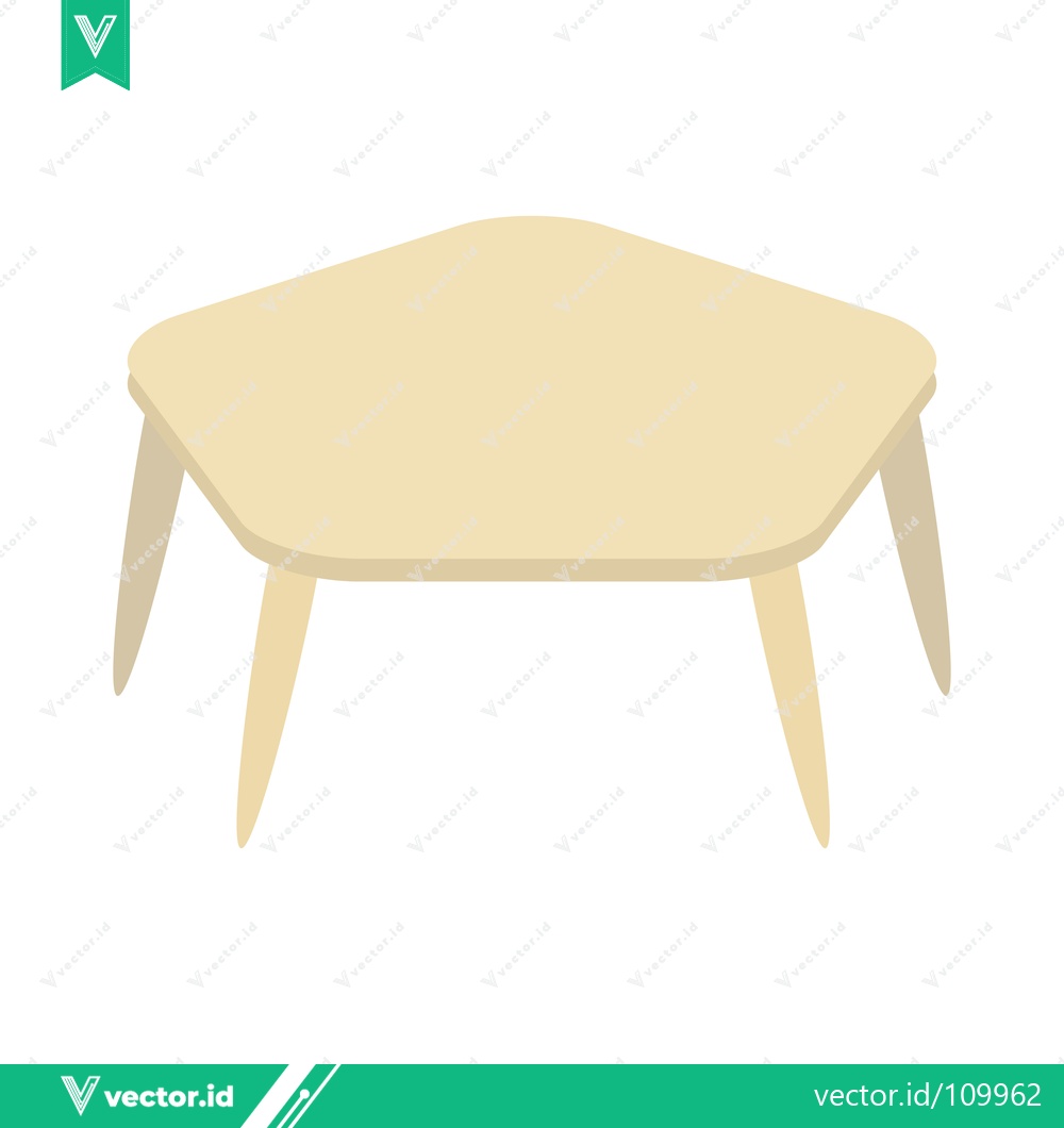Premium Vector dari A simple light-colored pentagonal table with four legs isolated on a white background