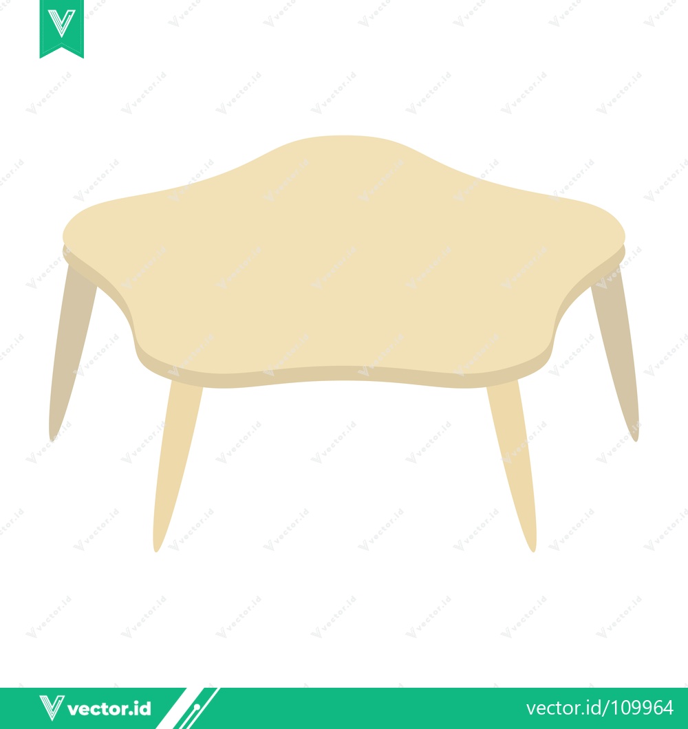 Premium Vector dari A unique light-colored five-legged table with a curved top