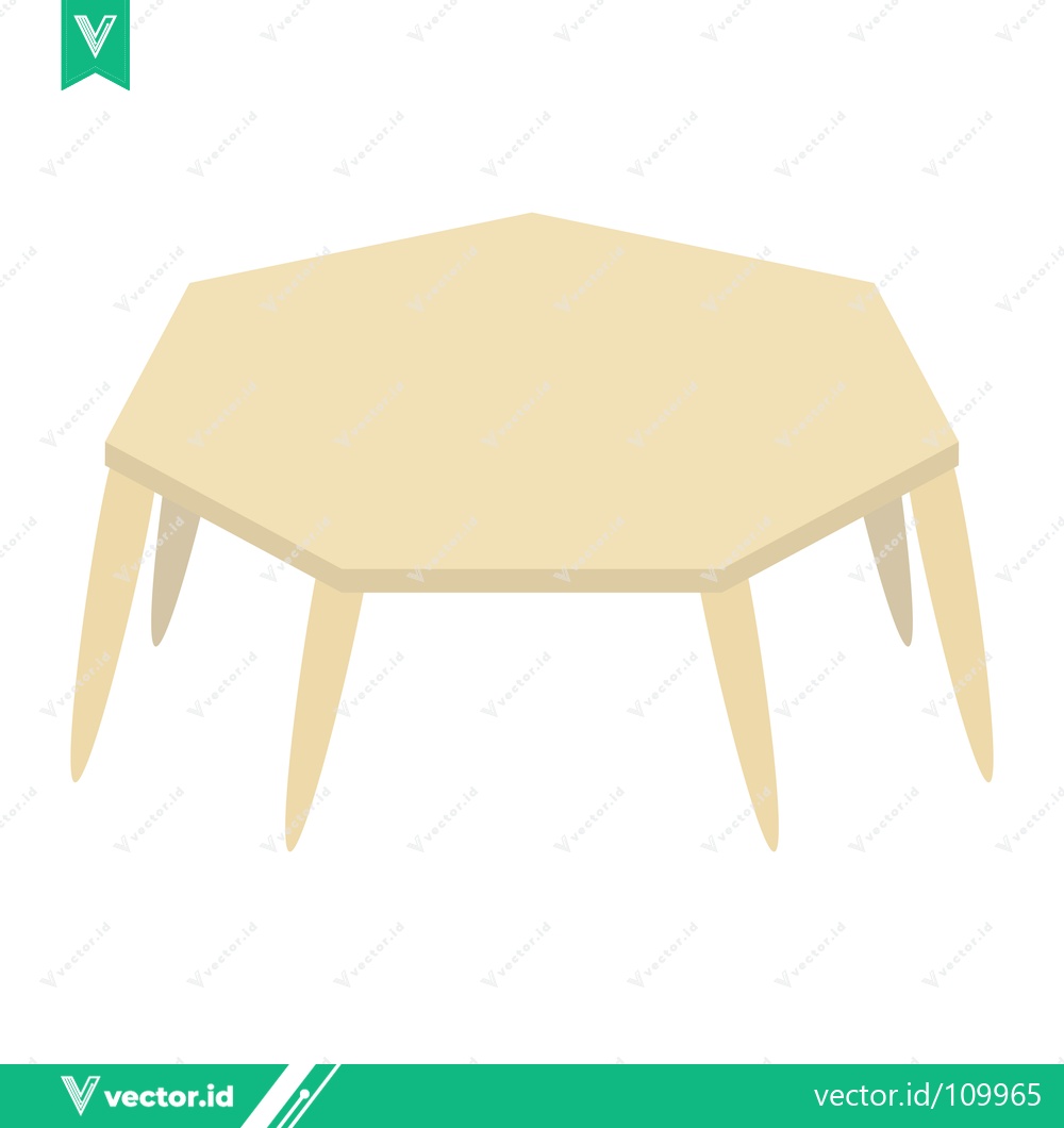 Premium Vector of Simple Wooden Octagonal Table with Six Legs