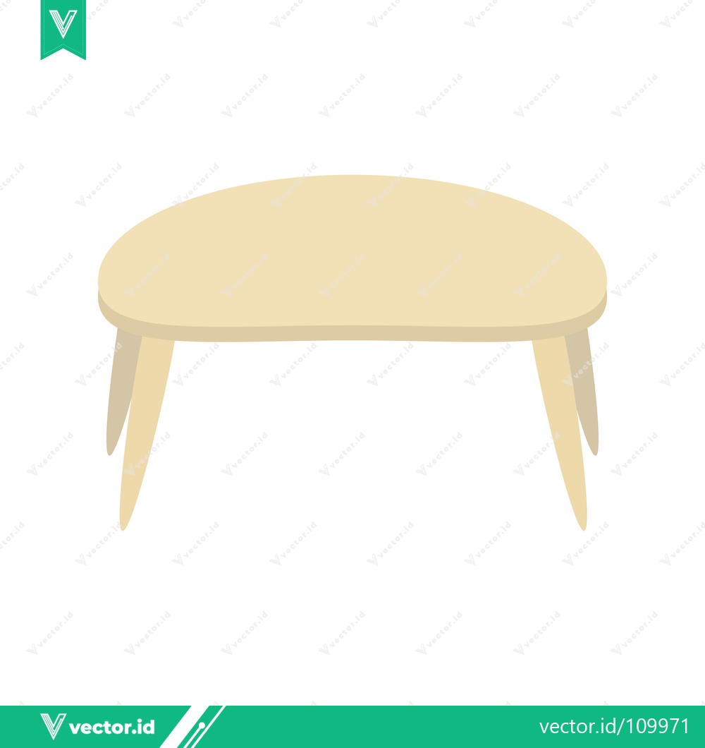 Premium Vector dari Simple Wooden Coffee Table with Curved Edges