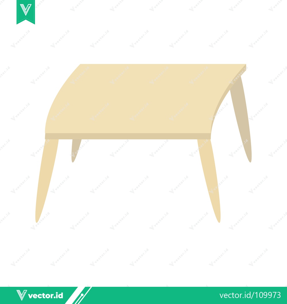 Premium Vector of Minimalist Wooden Table with Curved Top and Tapered Legs