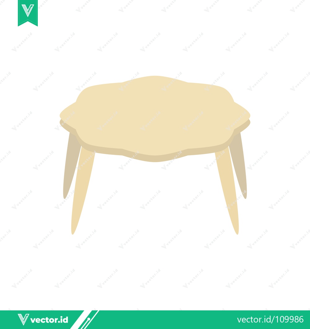 Premium Vector dari A light wood four-legged low table with a scalloped edge top