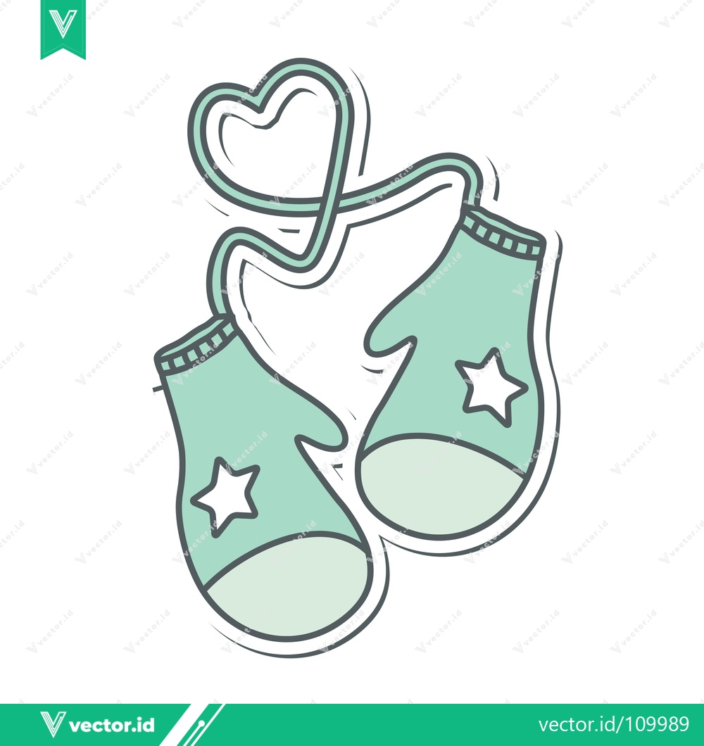 Premium Vector dari Cute Mint Green Mittens with Heart String