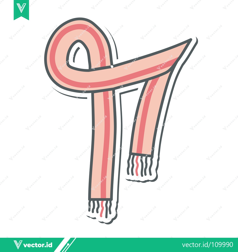 Premium Vector of Striped Scarf Illustration with Tassels