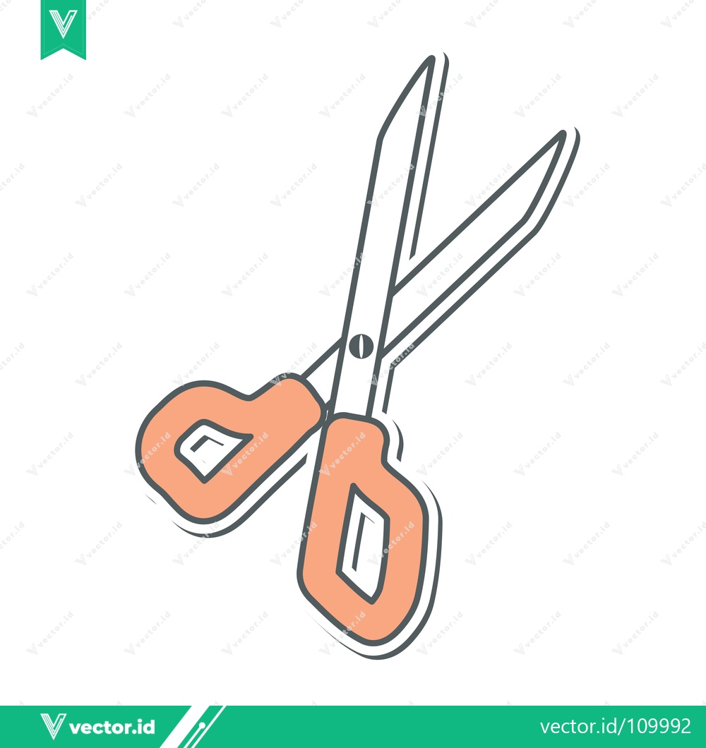 Premium Vector dari Open Scissors Illustration with Orange Handles