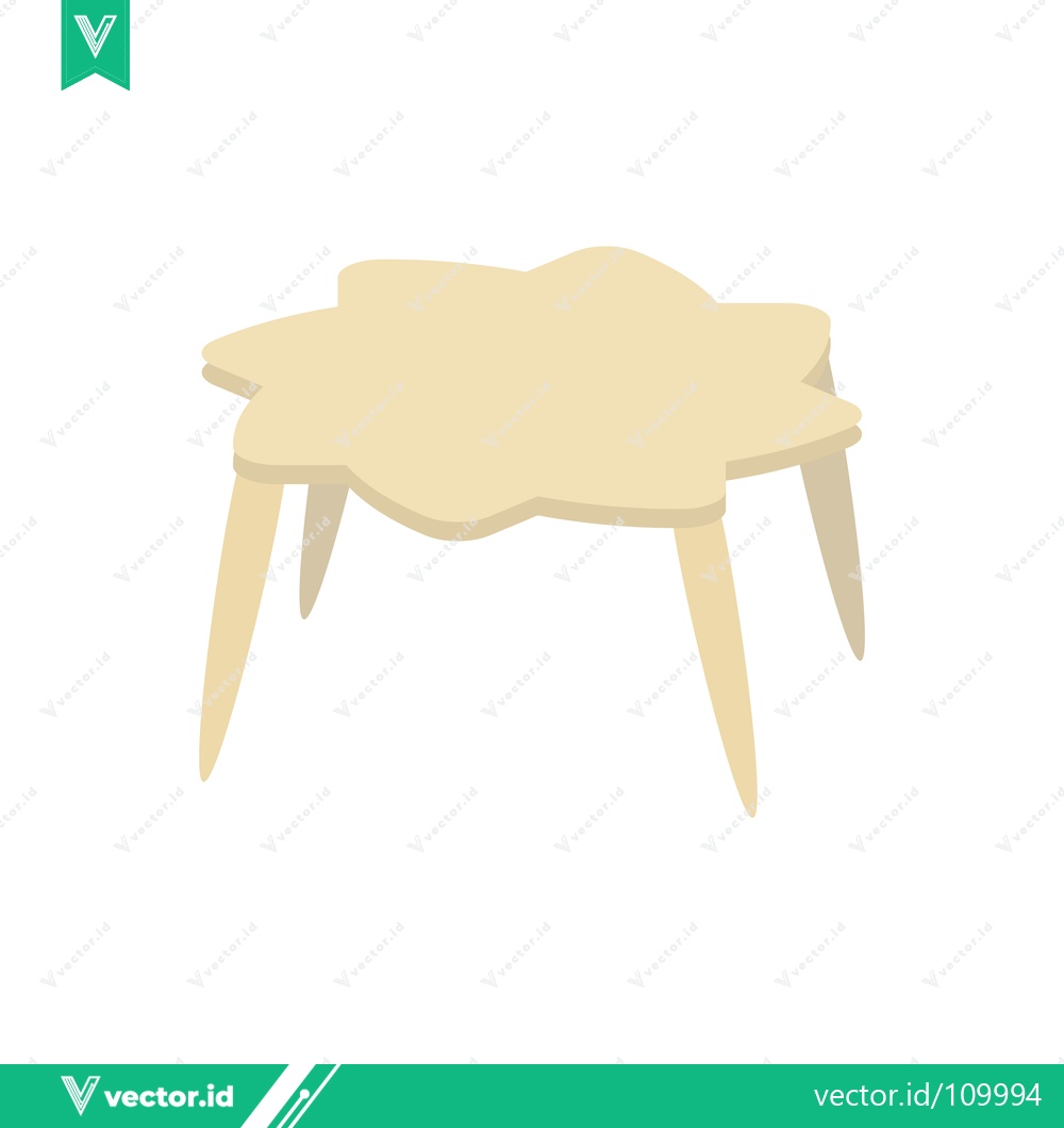 Premium Vector dari A unique light-colored star-shaped coffee table with four legs isolated on a white background