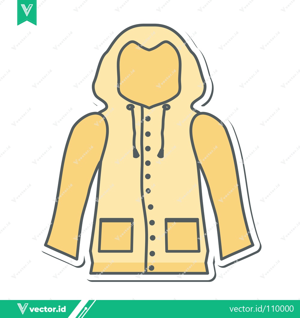 Premium Vector dari Yellow Hooded Jacket with Pockets and Buttons