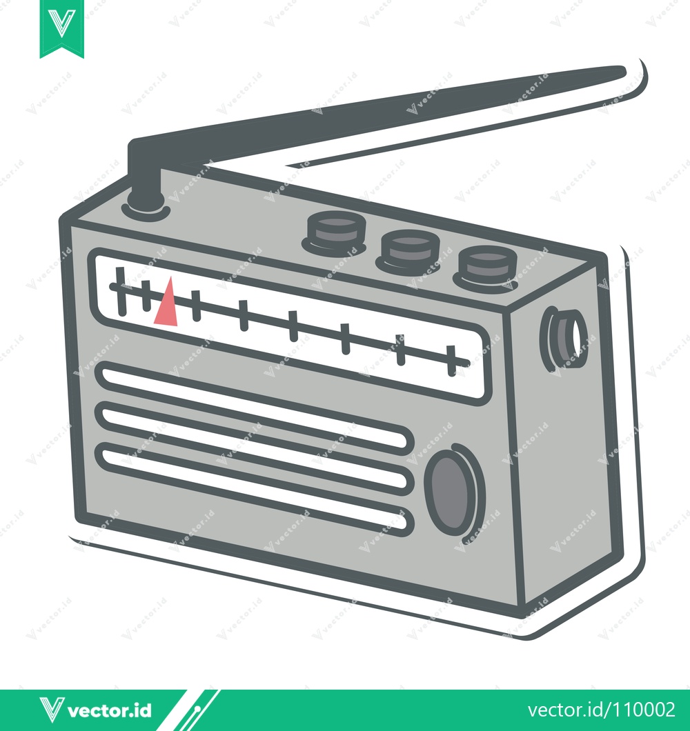 Premium Vector dari Vintage Portable Radio with Antenna and Tuning Dial