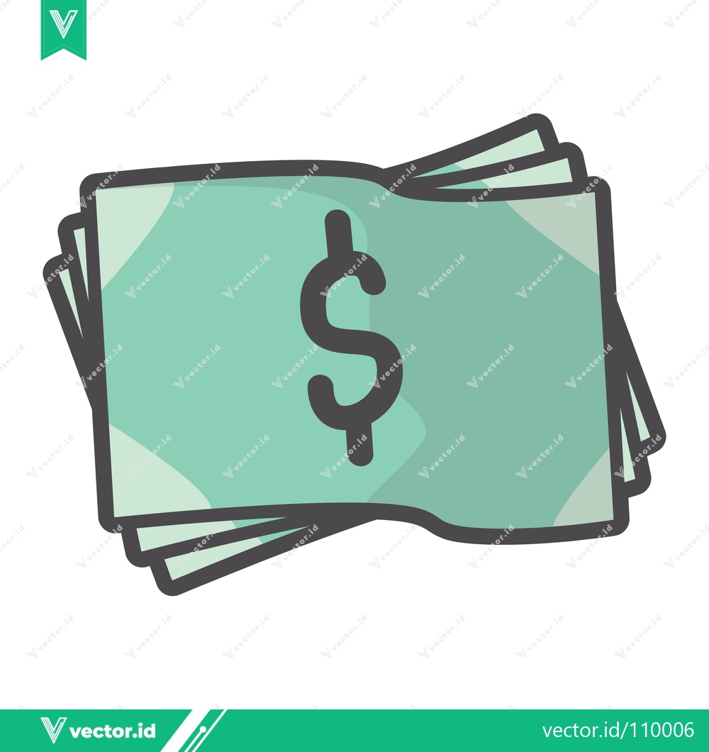 Premium Vector of Stack of Green Money Bills with Dollar Sign