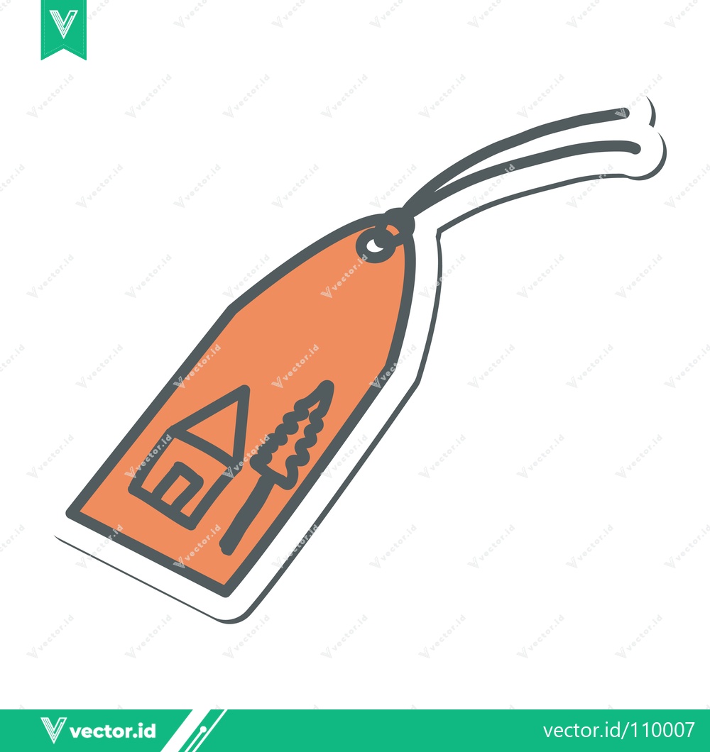 Premium Vector of Hand Drawn Tag with House and Tree Icons
