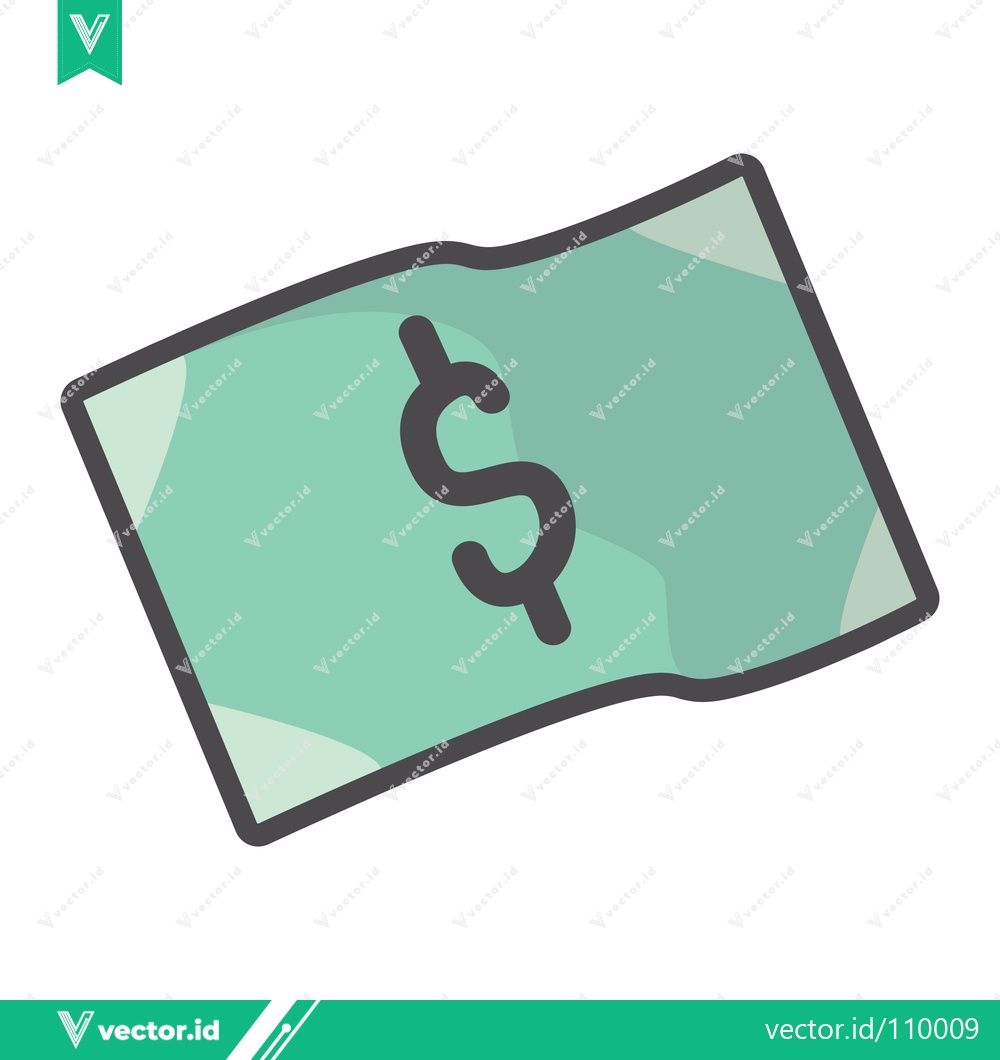Premium Vector of Simple Illustration of a Green Dollar Bill with a Dollar Sign