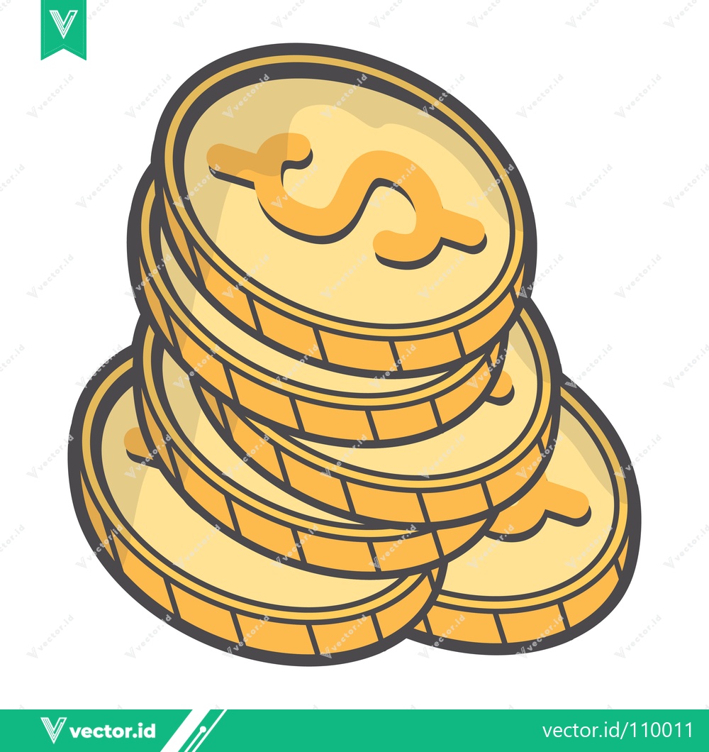Premium Vector of Stack of Gold Coins with Dollar Sign Illustration