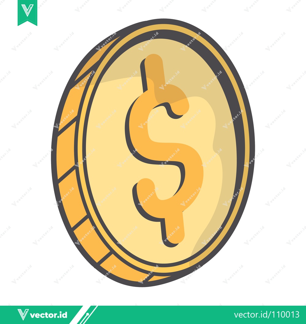 Premium Vector of Golden Coin with Dollar Sign Illustration