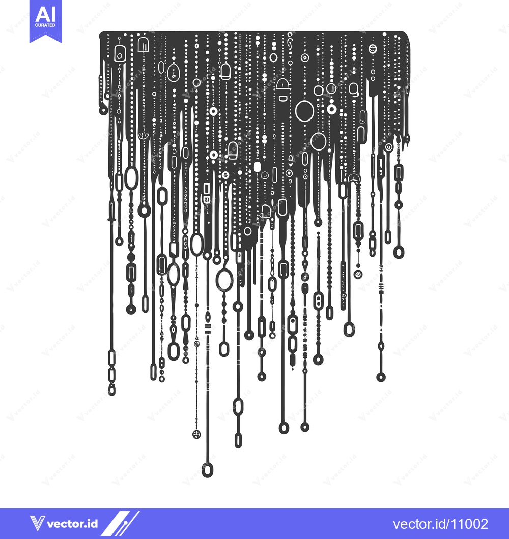 Premium Vector dari Abstract Black and White Geometric Pattern with Hanging Chains and Cir