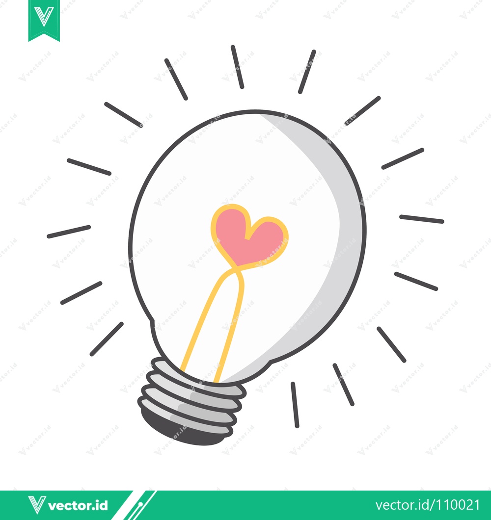 Premium Vector dari A bright idea light bulb with a heart inside