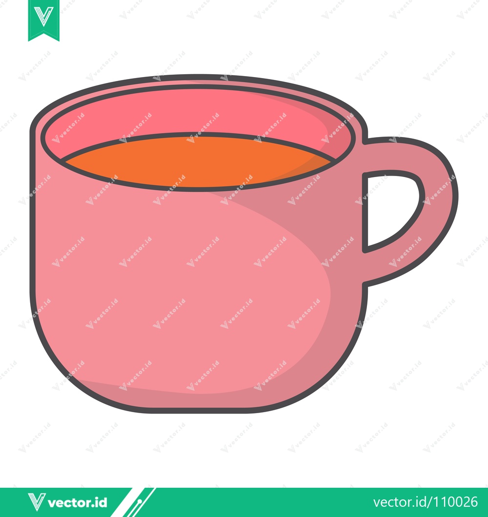 Premium Vector of A simple illustration of a pink mug filled with a warm beverage