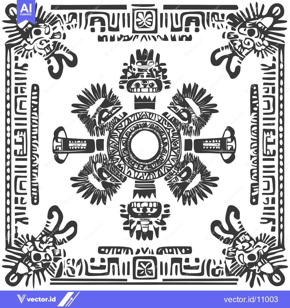 Premium Vector dari Abstract Black and White Geometric Pattern with Stylized Figures