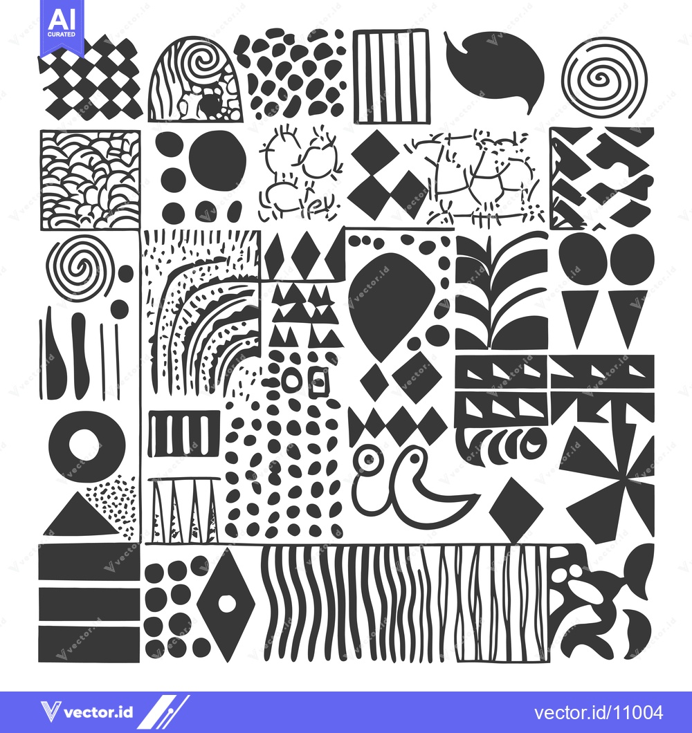 Premium Vector dari Abstract black and white geometric pattern with various shapes and tex