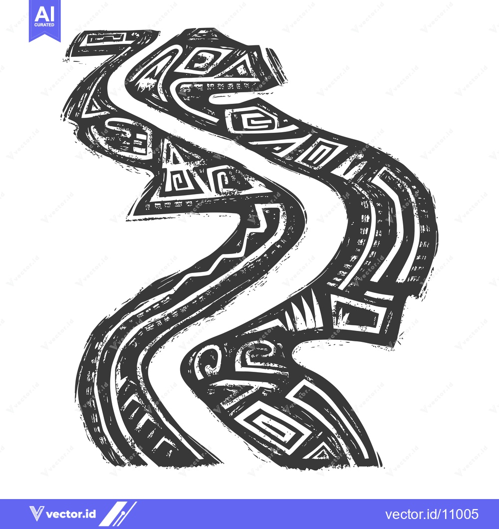 Premium Vector dari Abstract Black and White Geometric River Illustration