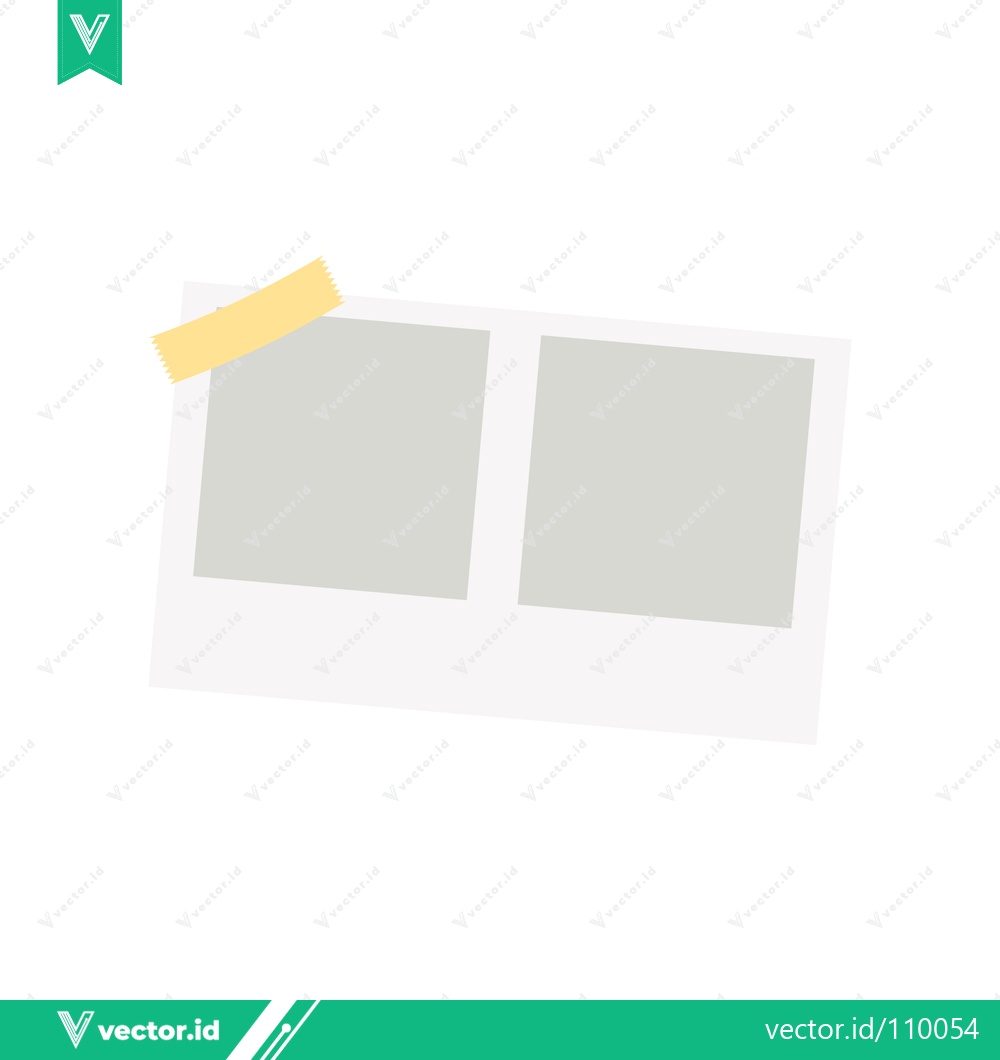 Premium Vector of Two blank polaroid photos taped together with yellow tape