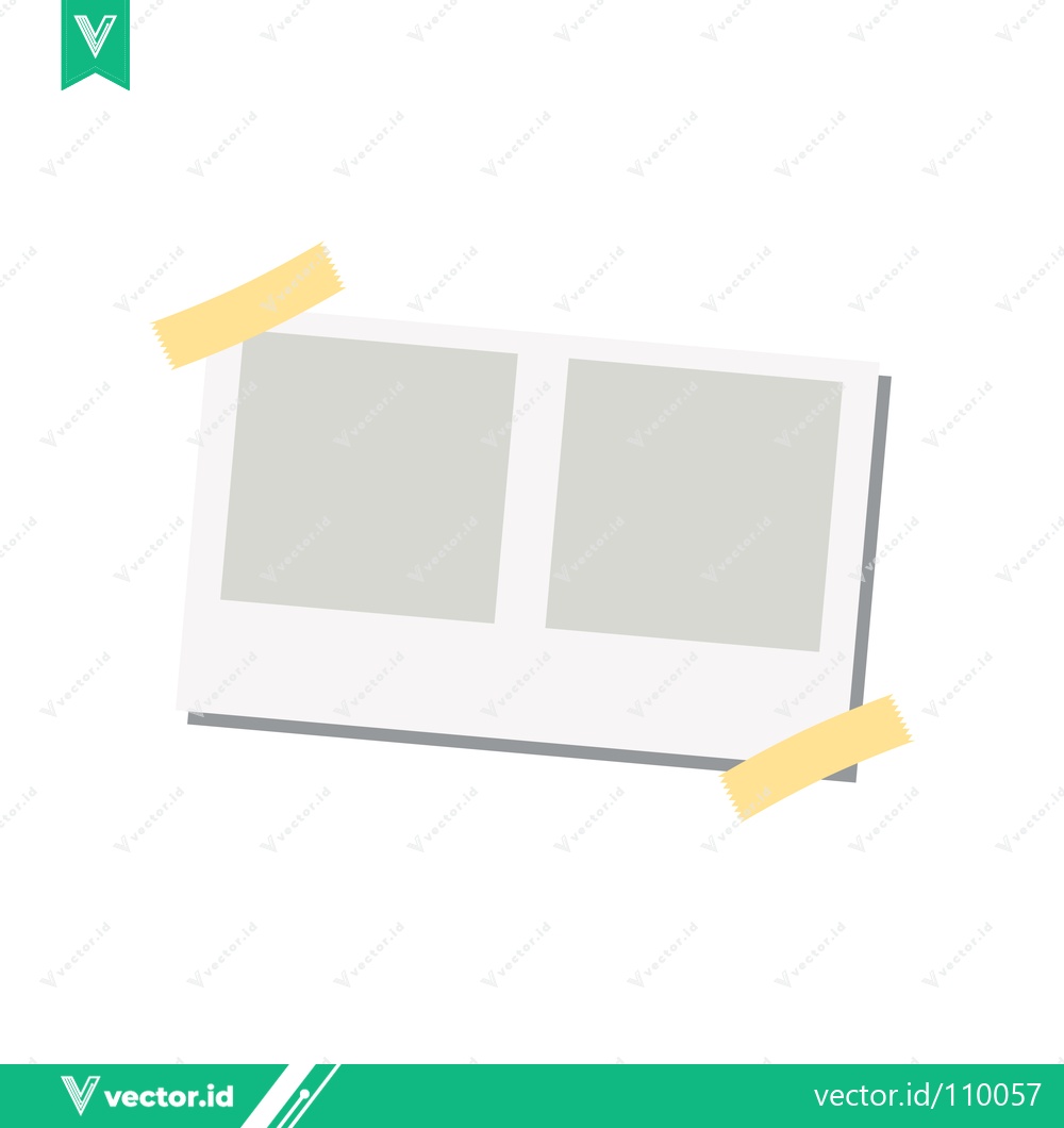 Premium Vector of Two blank polaroid photos taped to a white background