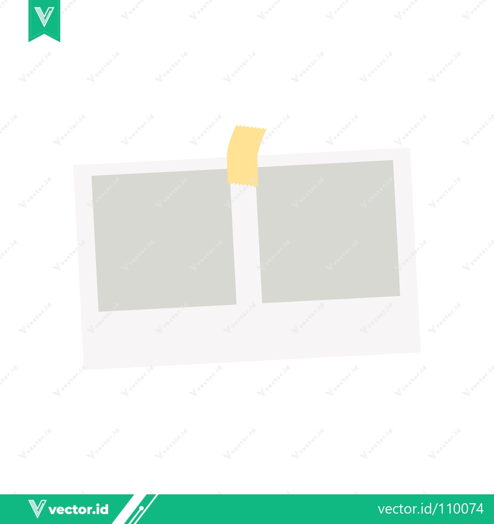 Premium Vector of Two blank polaroid photos taped together on a white background