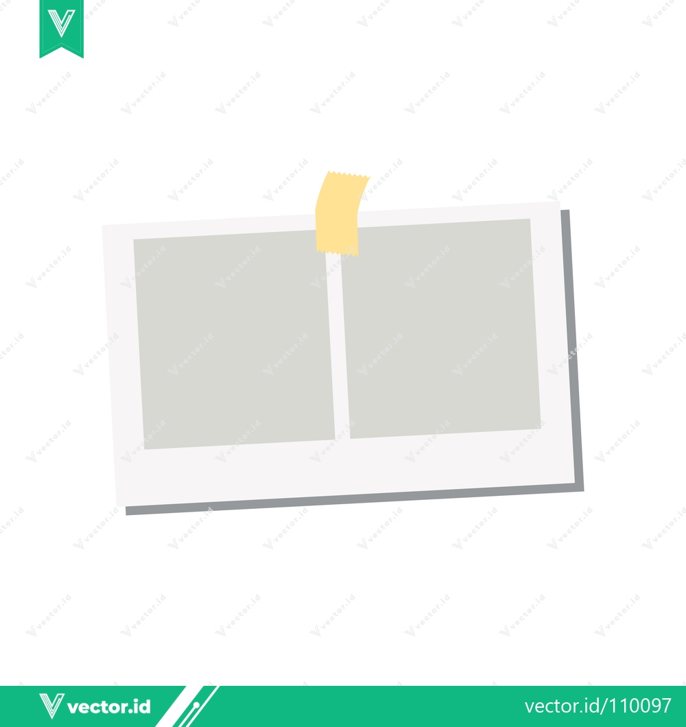 Premium Vector of Two empty photo frames taped together on a white background