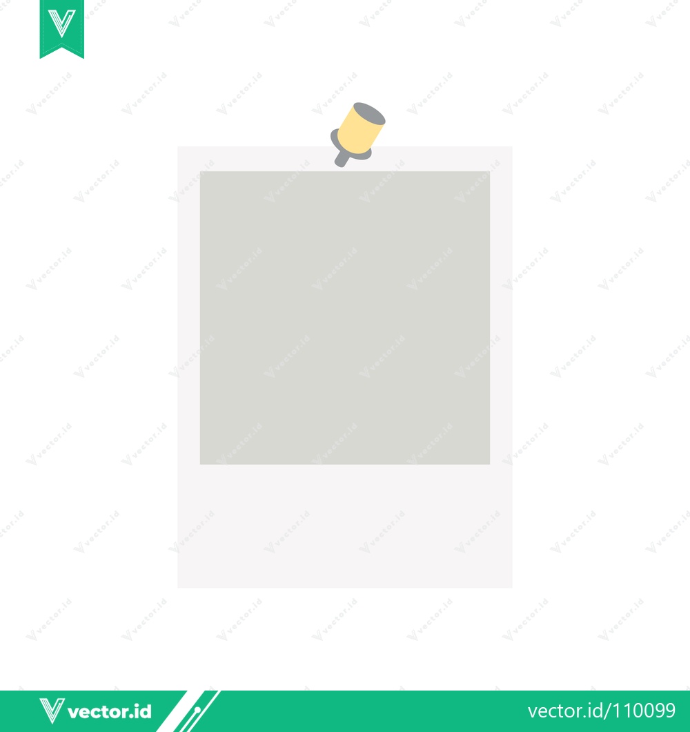 Premium Vector dari Blank Photo Frame Pinned with a Thumbtack