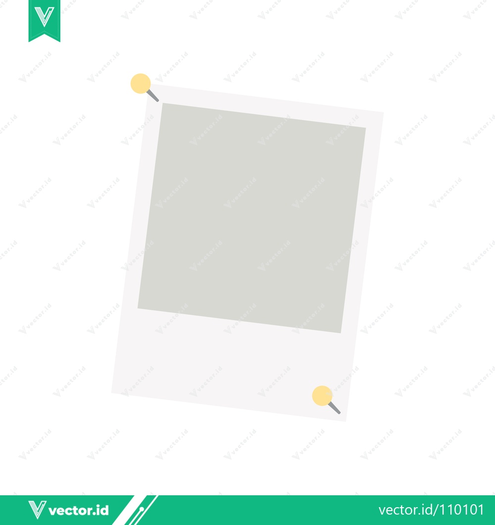 Premium Vector of Blank Polaroid Photo Pinned to White Background