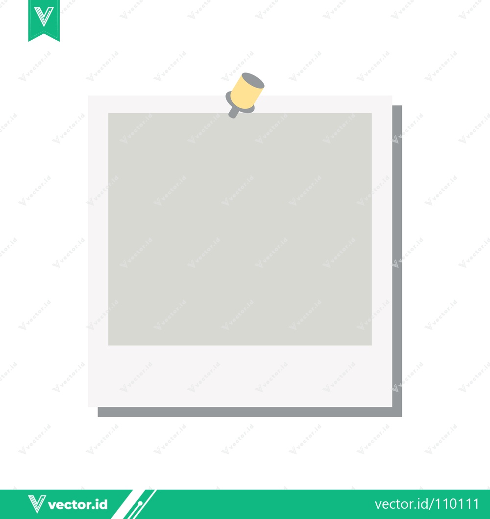 Premium Vector dari Blank Polaroid Photo Pinned to a White Wall