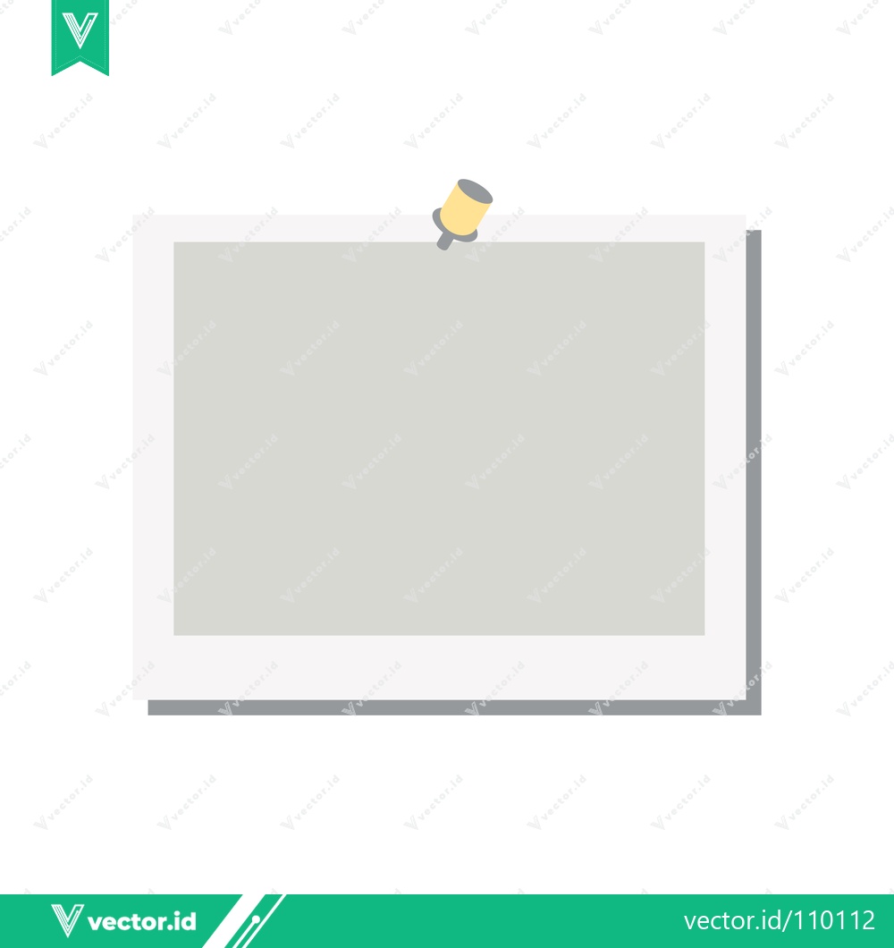 Premium Vector dari Blank Photo Frame Pinned with a Thumbtack on White Background