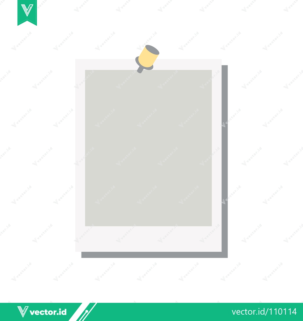 Premium Vector dari Blank Photo Frame Pinned with a Yellow Thumbtack