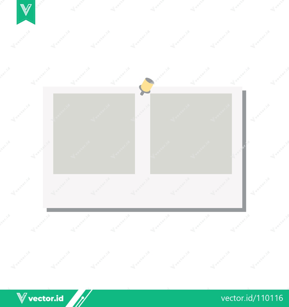 Premium Vector dari Two empty photo frames pinned together with a small yellow pin