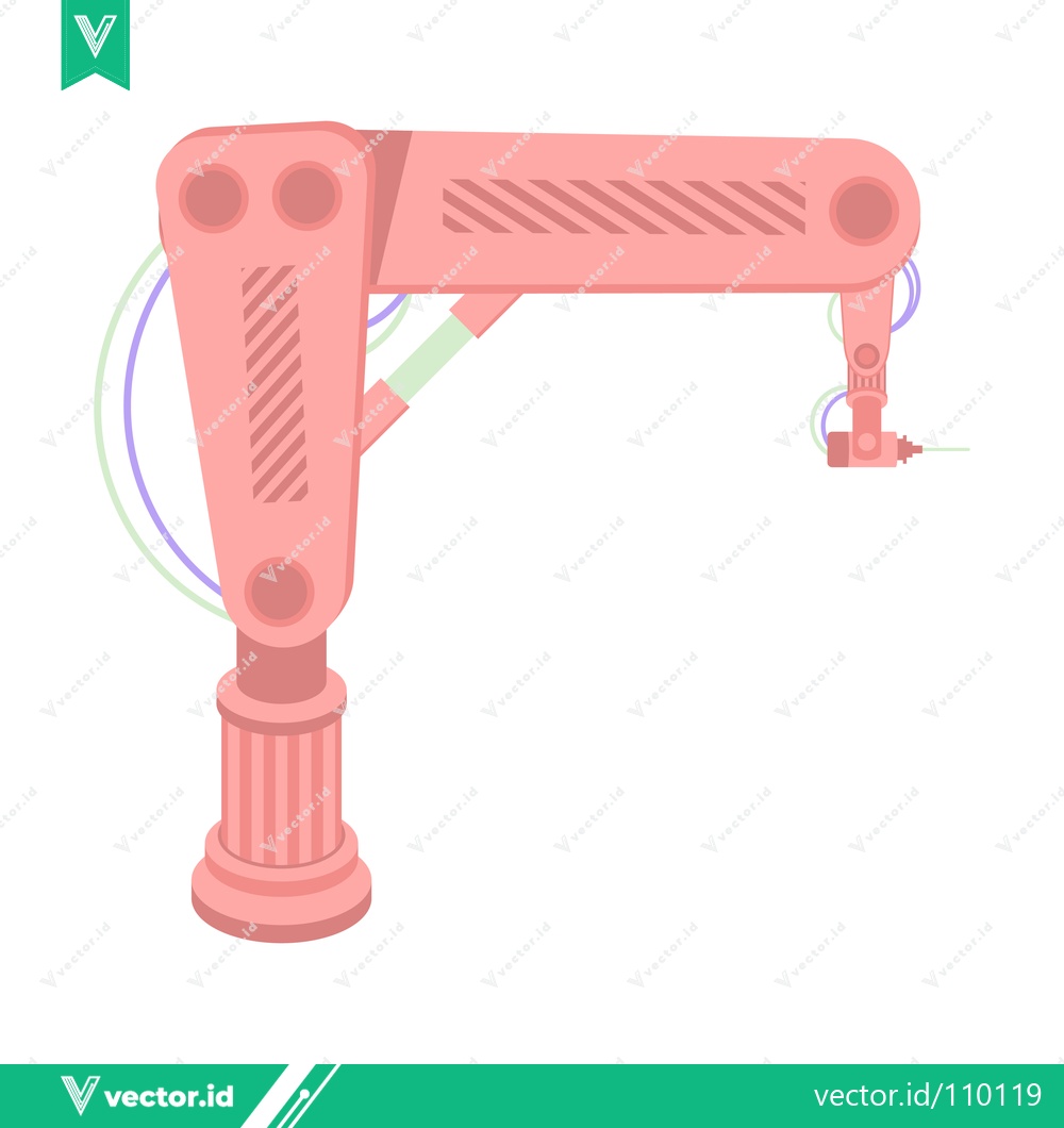 Premium Vector dari Industrial Robotic Arm in a Minimalist Pink Design