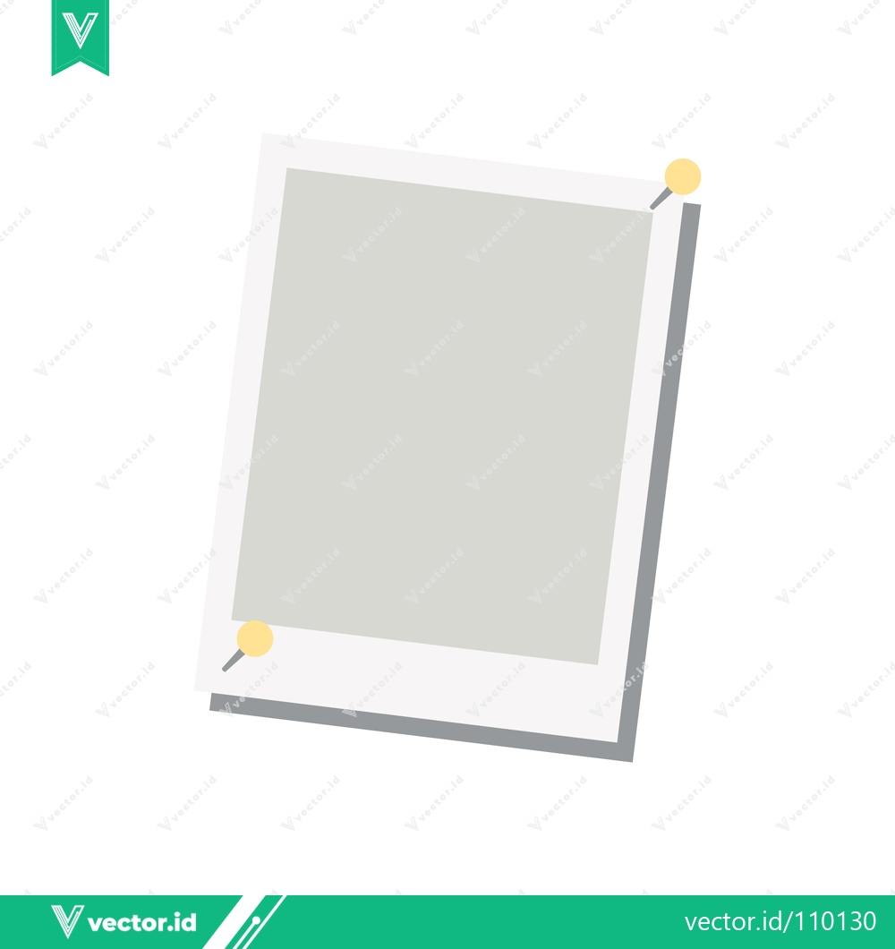 Premium Vector dari A blank photo frame with a grey background and yellow pins