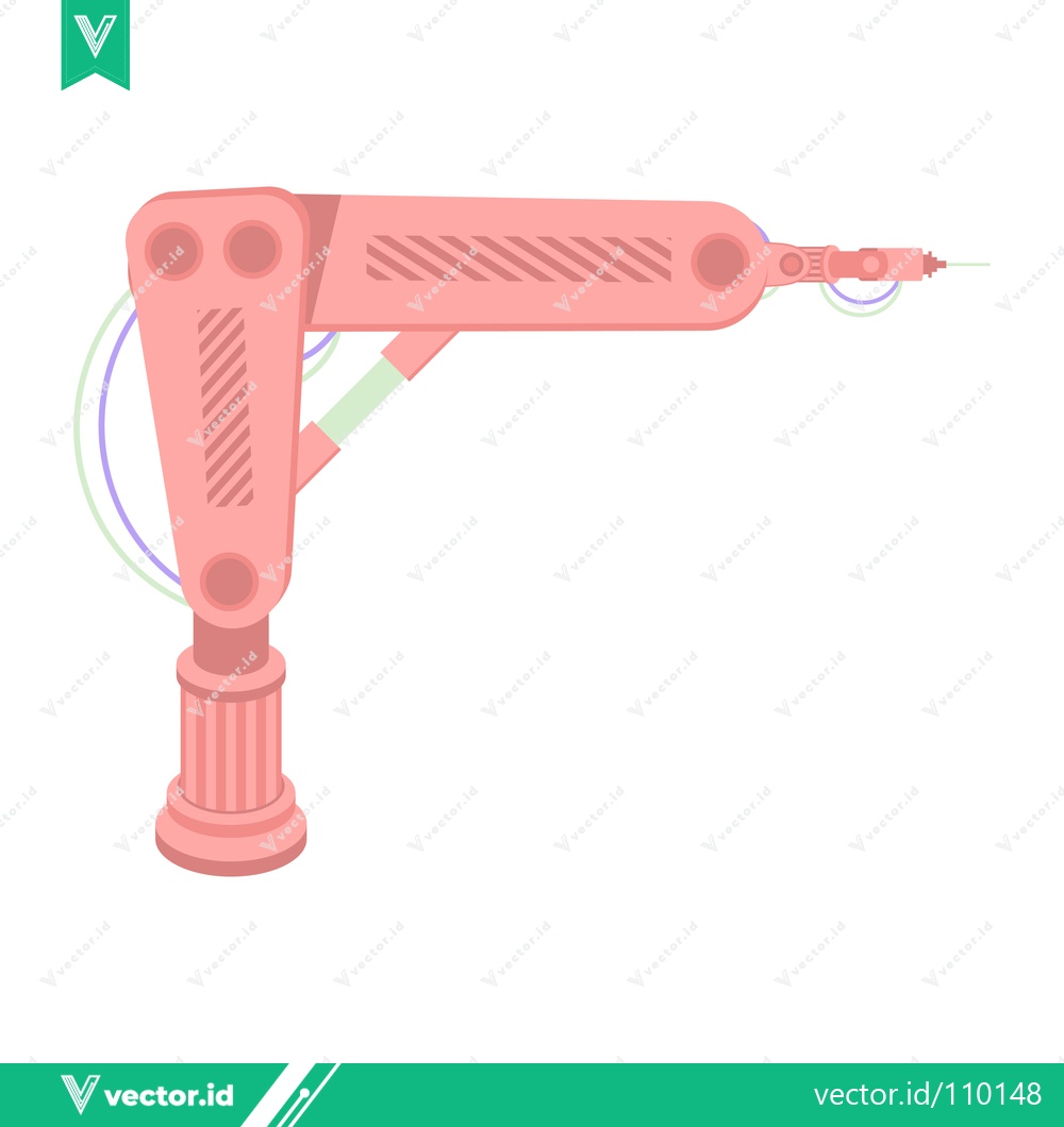 Premium Vector of Robotic Arm with Drill Bit in a Futuristic Pink Design