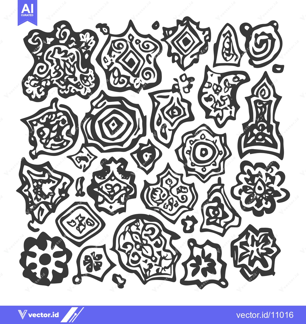Premium Vector of Abstract Black and White Hand-Drawn Floral Pattern
