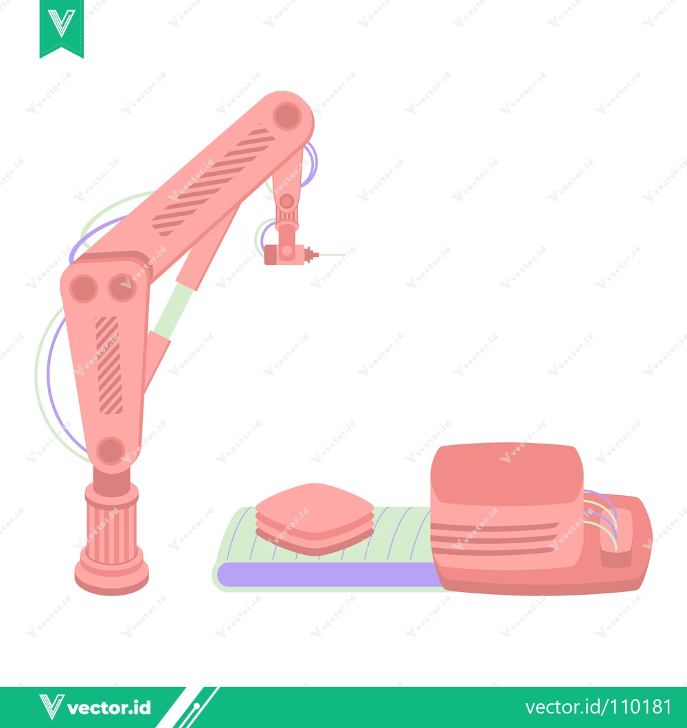 Premium Vector dari Robotic Arm with Industrial Components on White Background