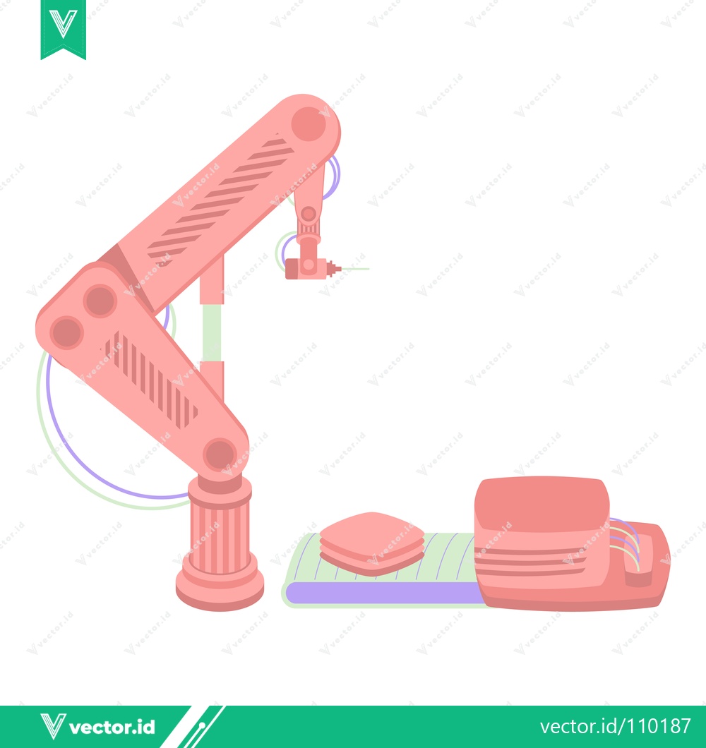 Premium Vector dari Robotic Arm Assembly Line with Product Manufacturing