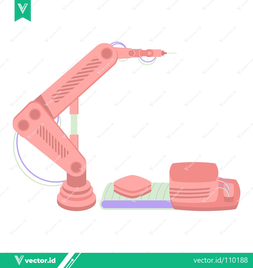 Premium Vector dari Robotic Arm with Industrial Base and Control Panel