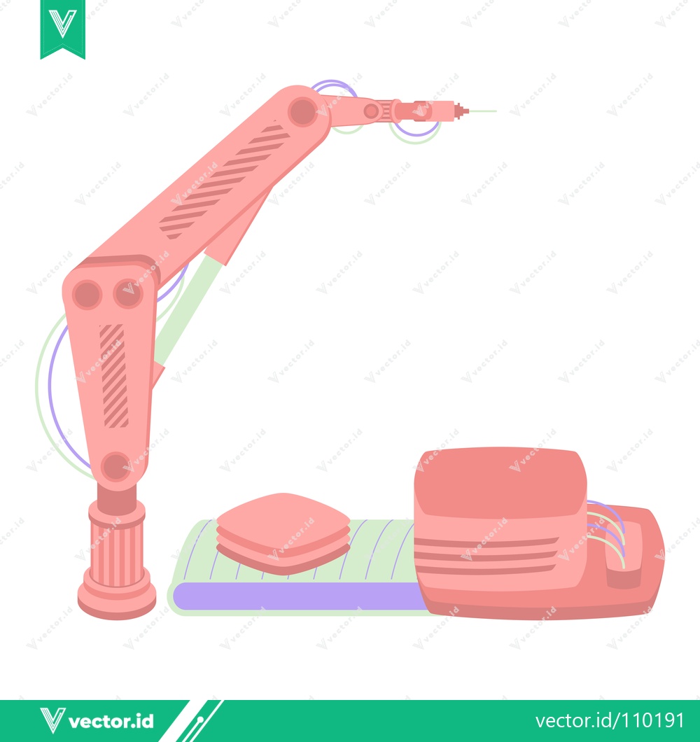 Premium Vector of Automated Robotic Arm Working on a Conveyor Belt System
