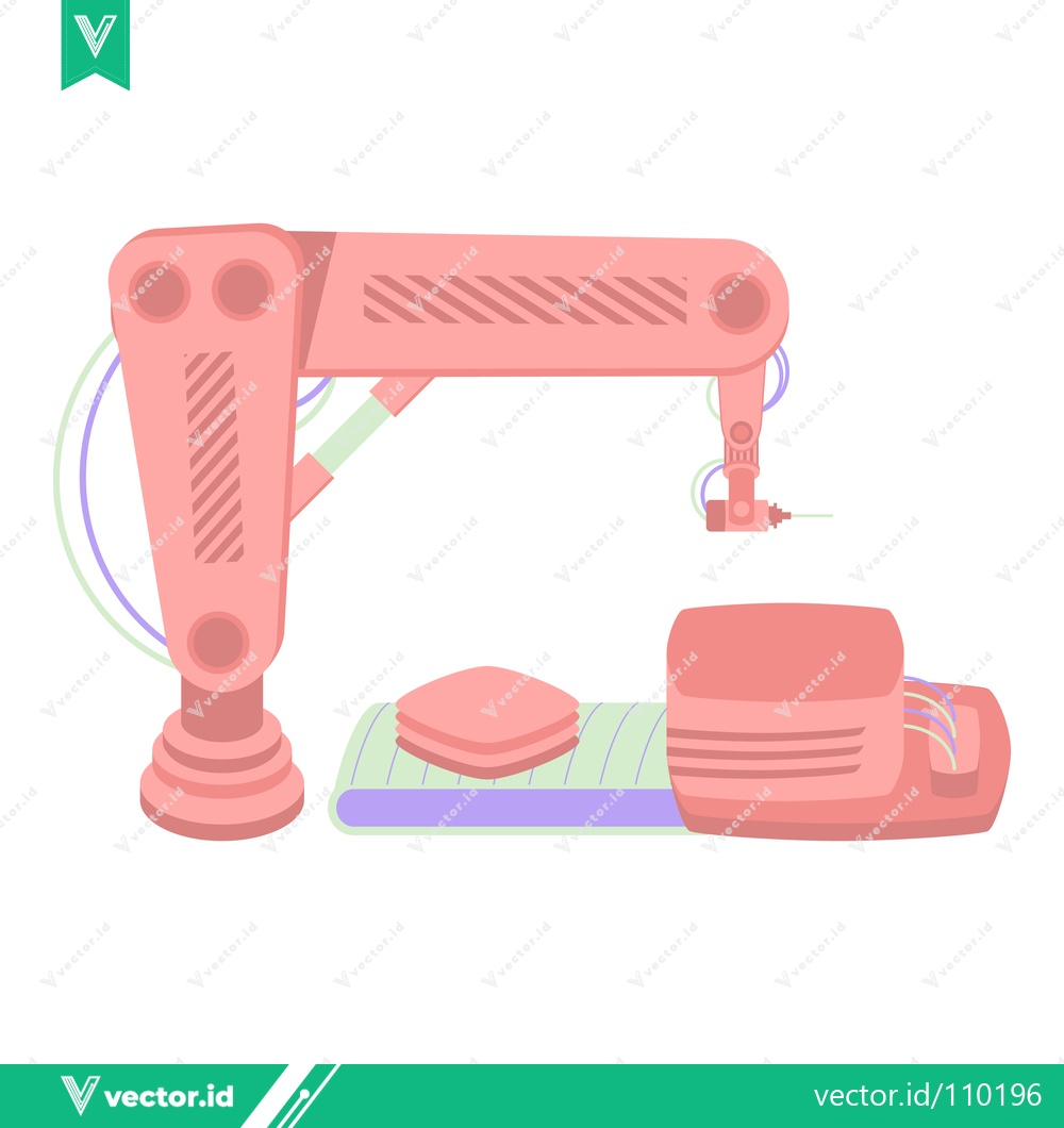 Premium Vector of Automated Robotic Arm Manufacturing Process Illustration