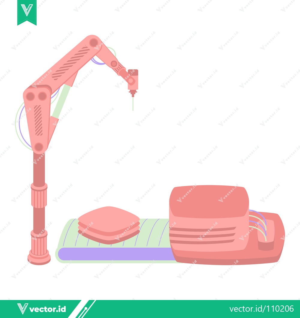 Premium Vector dari 3D Printing Robotic Arm Constructing Object on Platform