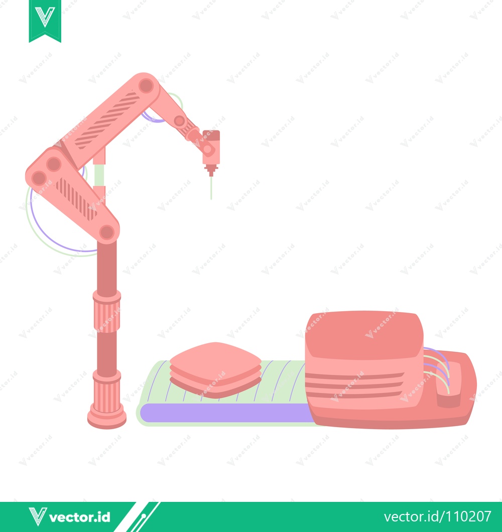 Premium Vector of 3D Printing Robotic Arm and Manufacturing Machine