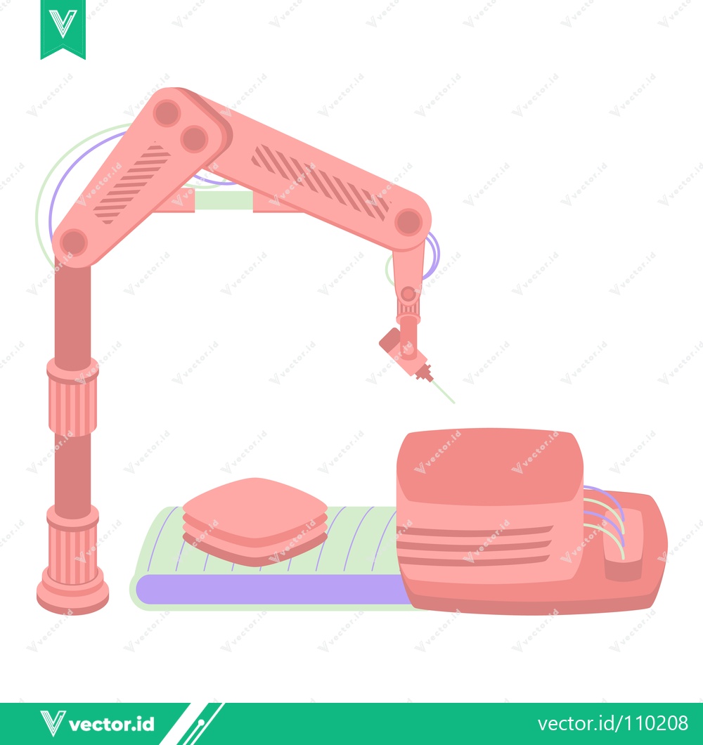 Premium Vector dari Automated Robotic Arm Manufacturing Process Illustration