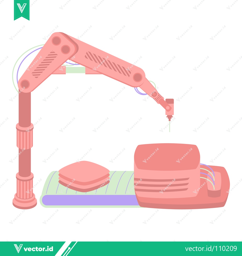 Premium Vector dari Automated Robotic Arm Manufacturing Production Line