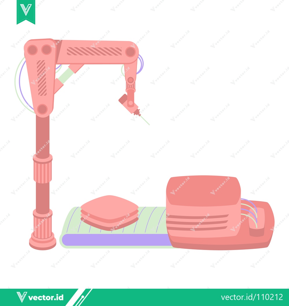 Premium Vector of Automated Robotic Arm Manufacturing Production Line